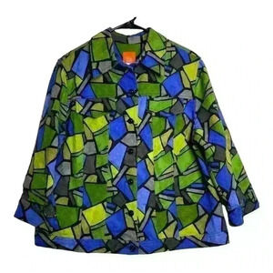 Hearts of palm artistic vibrant color block button front casual blazer-size 16